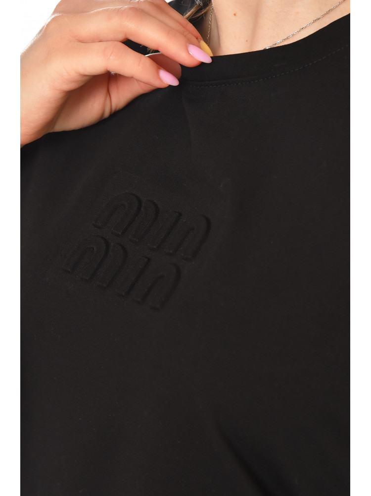 Футболка женская однотонная черного цвета 211165C