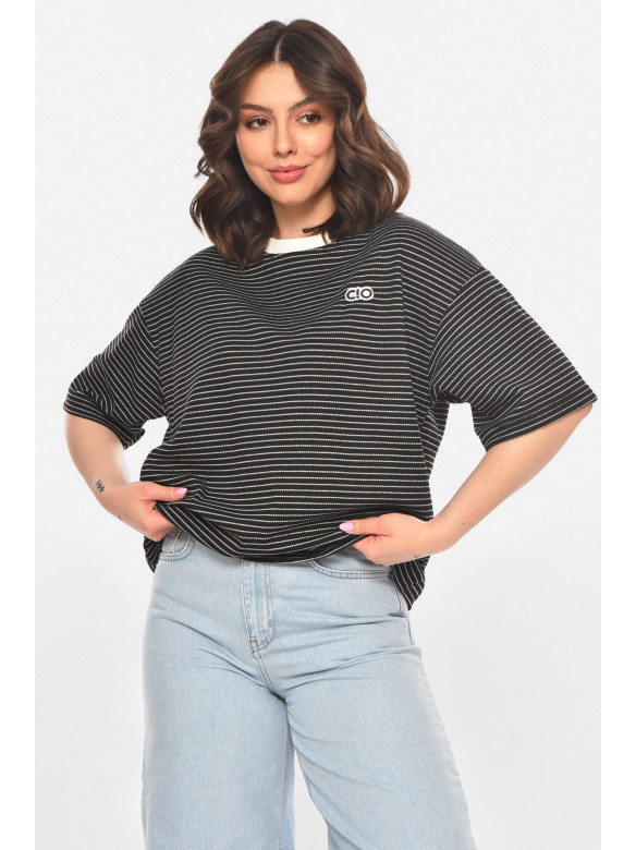 Футболка женская черного цвета с принтом 211166C