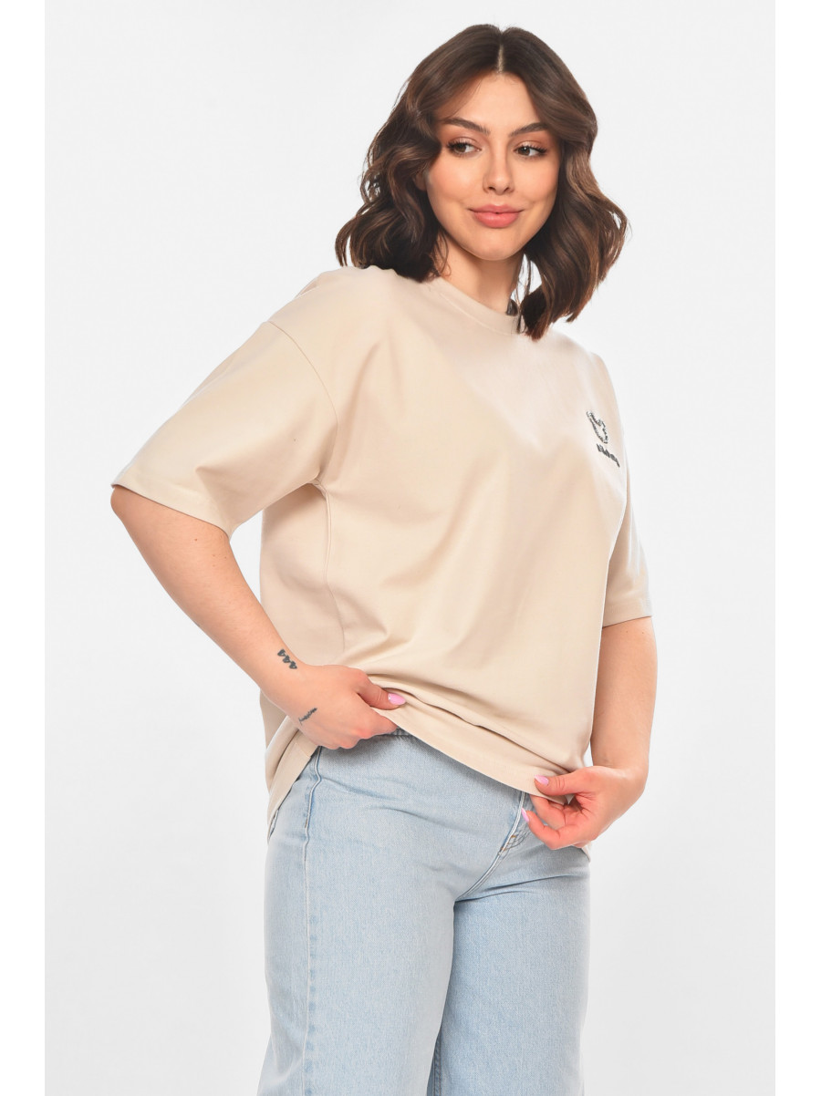 Футболка женская бежевого цвета с принтом 211167C
