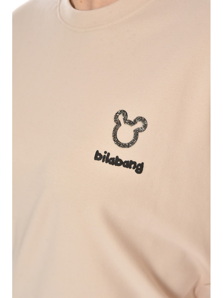 Футболка женская бежевого цвета с принтом 211167C