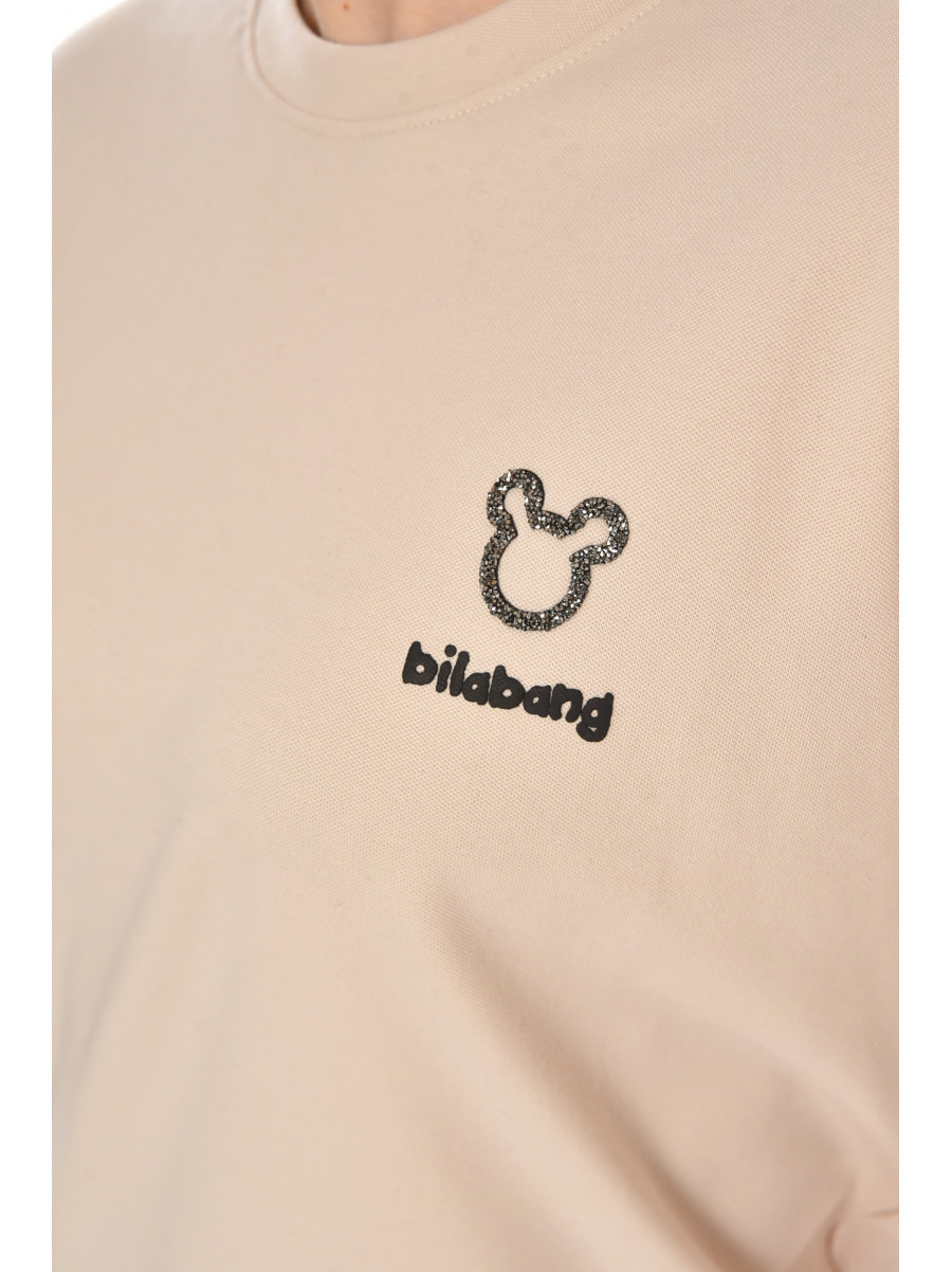 Футболка женская бежевого цвета с принтом 211167C