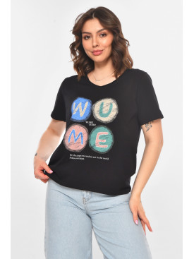 Футболка женская черного цвета с принтом 211168C