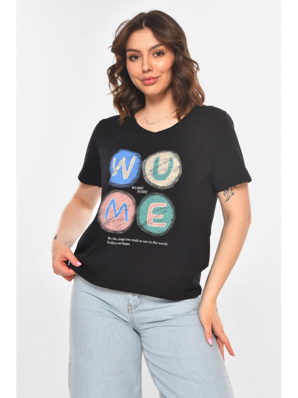 Футболка женская черного цвета с принтом 211168C
