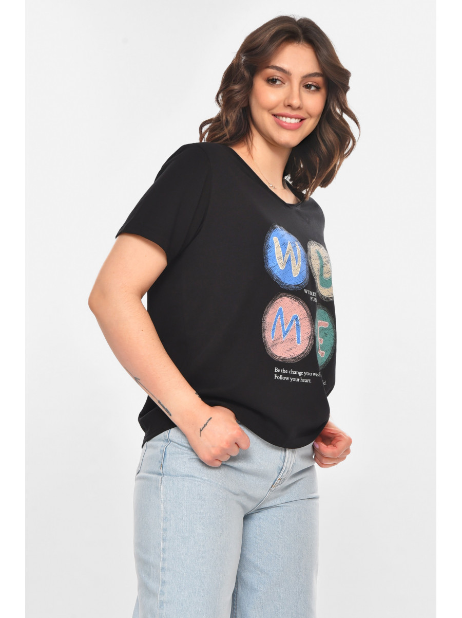 Футболка женская черного цвета с принтом 211168C