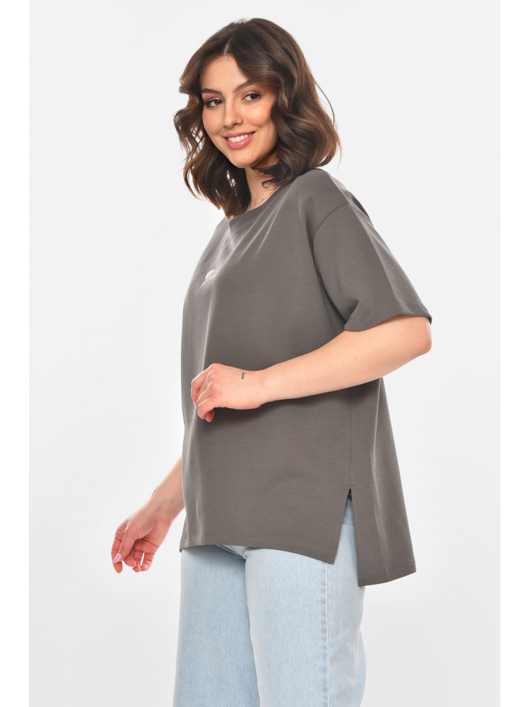 Футболка женская серого цвета с принтом 211169C