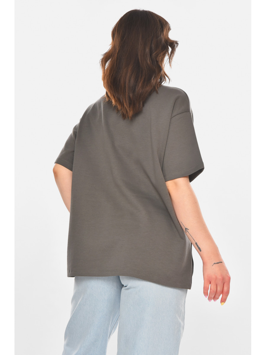Футболка женская серого цвета с принтом 211169C