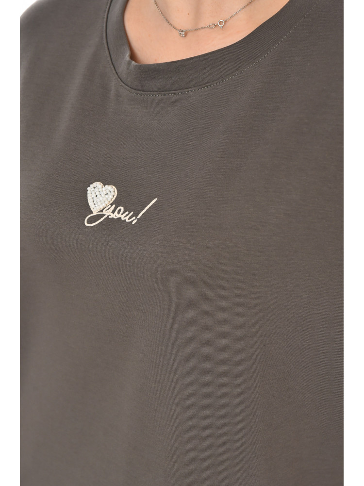 Футболка женская серого цвета с принтом 211169C