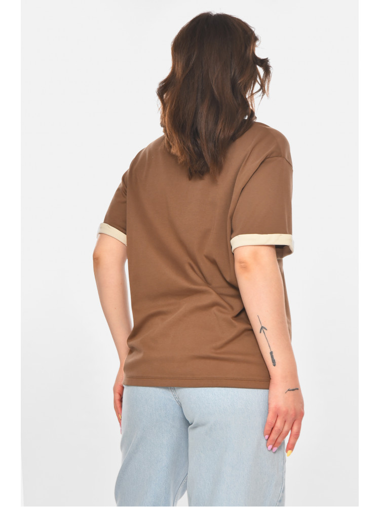 Футболка женская коричневого цвета с принтом 211170C
