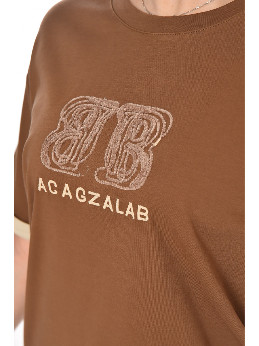 Футболка женская коричневого цвета с принтом 211170C