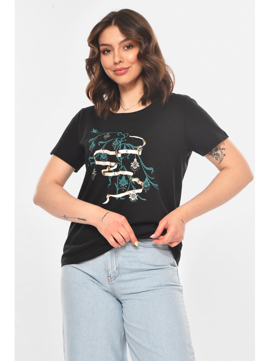 Футболка женская черного цвета 211175C
