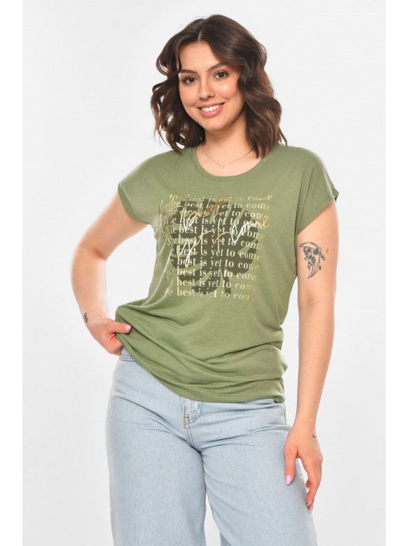 Футболка женская зеленого цвета 211178C