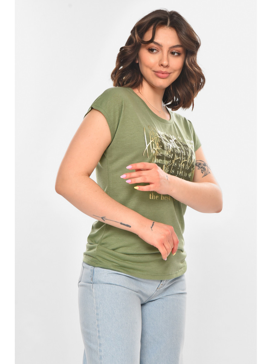 Футболка женская зеленого цвета 211178C