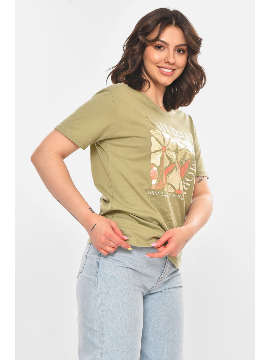 Футболка женская оливкового цвета 211179C