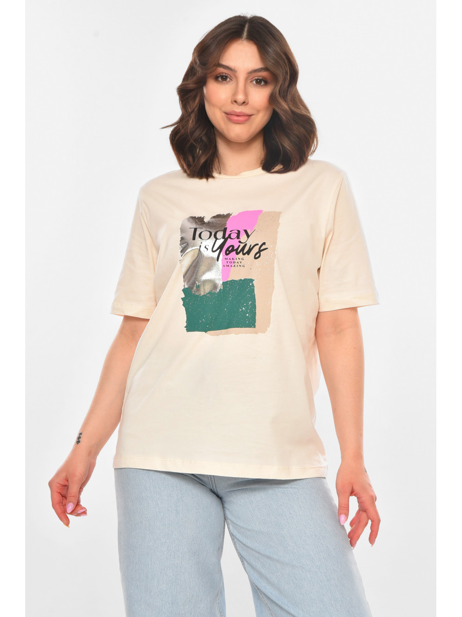 Футболка женская бежевого цвета 211182C