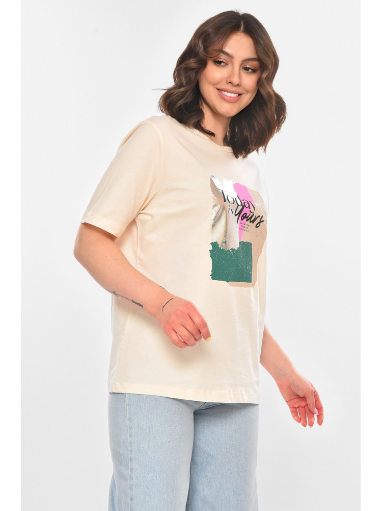 Футболка женская бежевого цвета 211182C