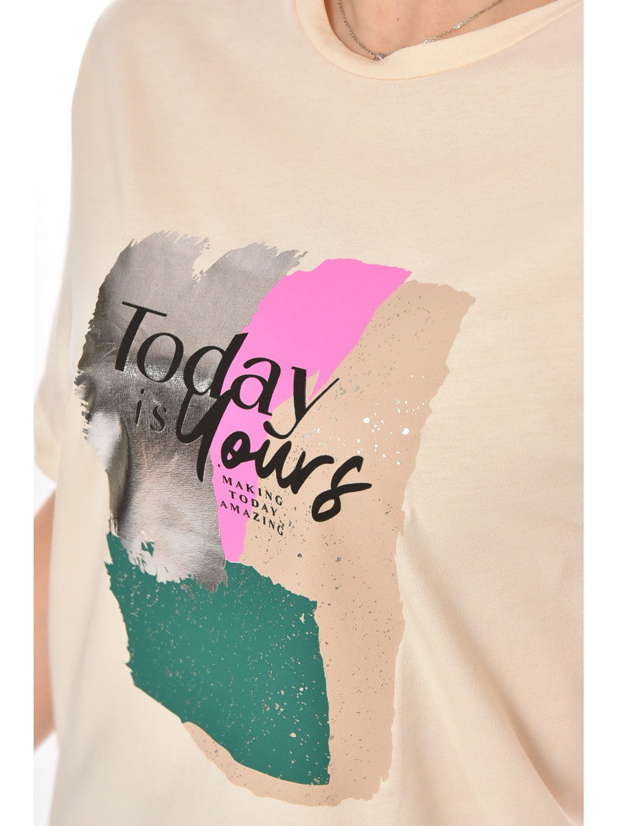 Футболка женская бежевого цвета 211182C