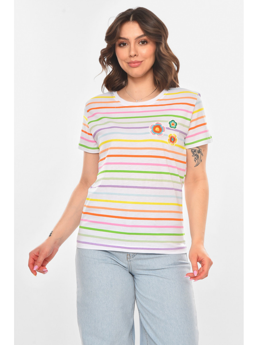 Футболка женская белого цвета в полоску 211183C