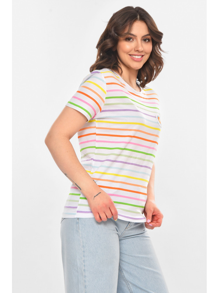 Футболка женская белого цвета в полоску 211183C
