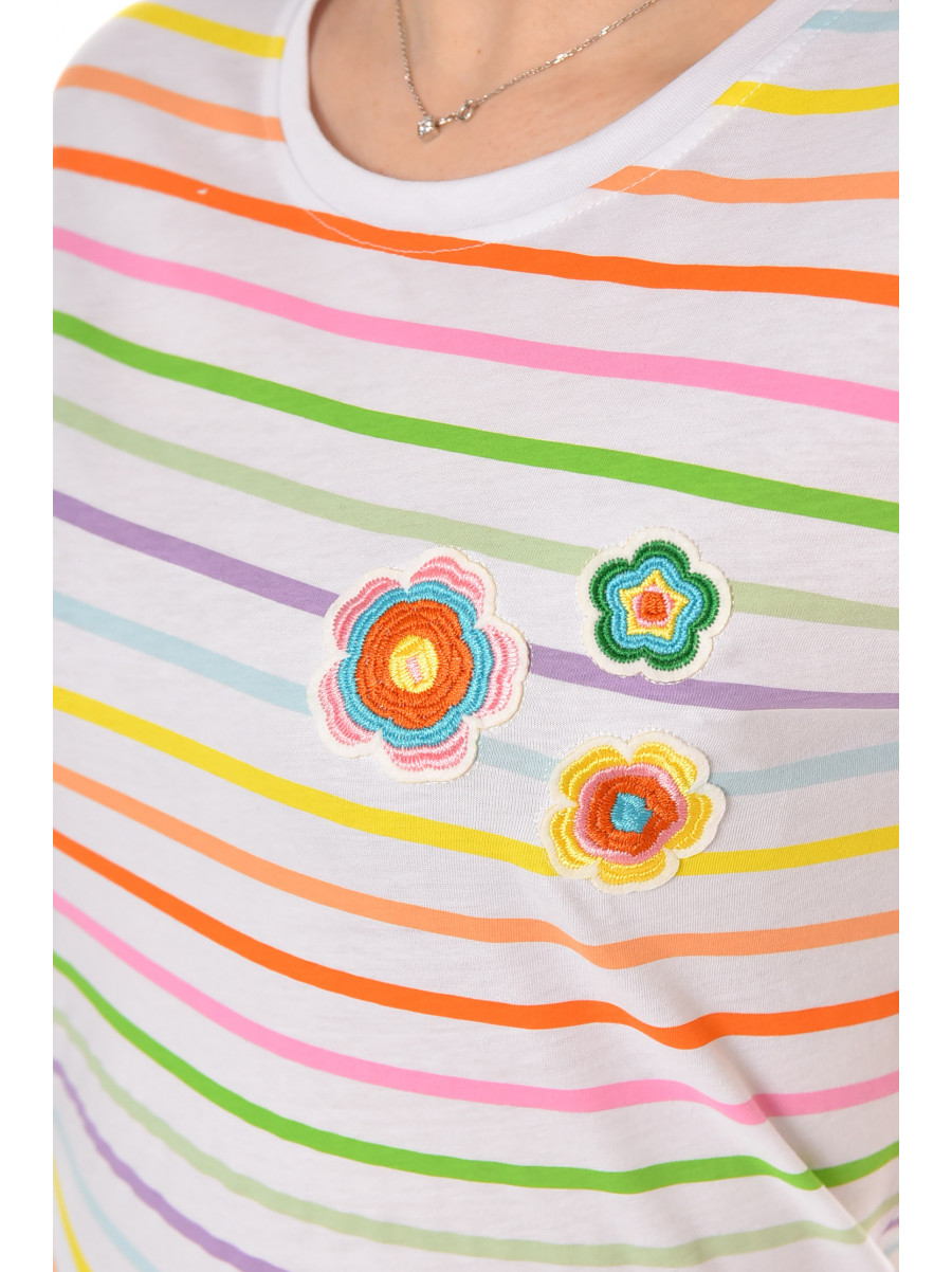 Футболка женская белого цвета в полоску 211183C