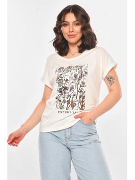 Футболка женская молочного цвета 211184C