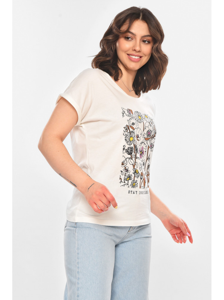 Футболка женская молочного цвета 211184C