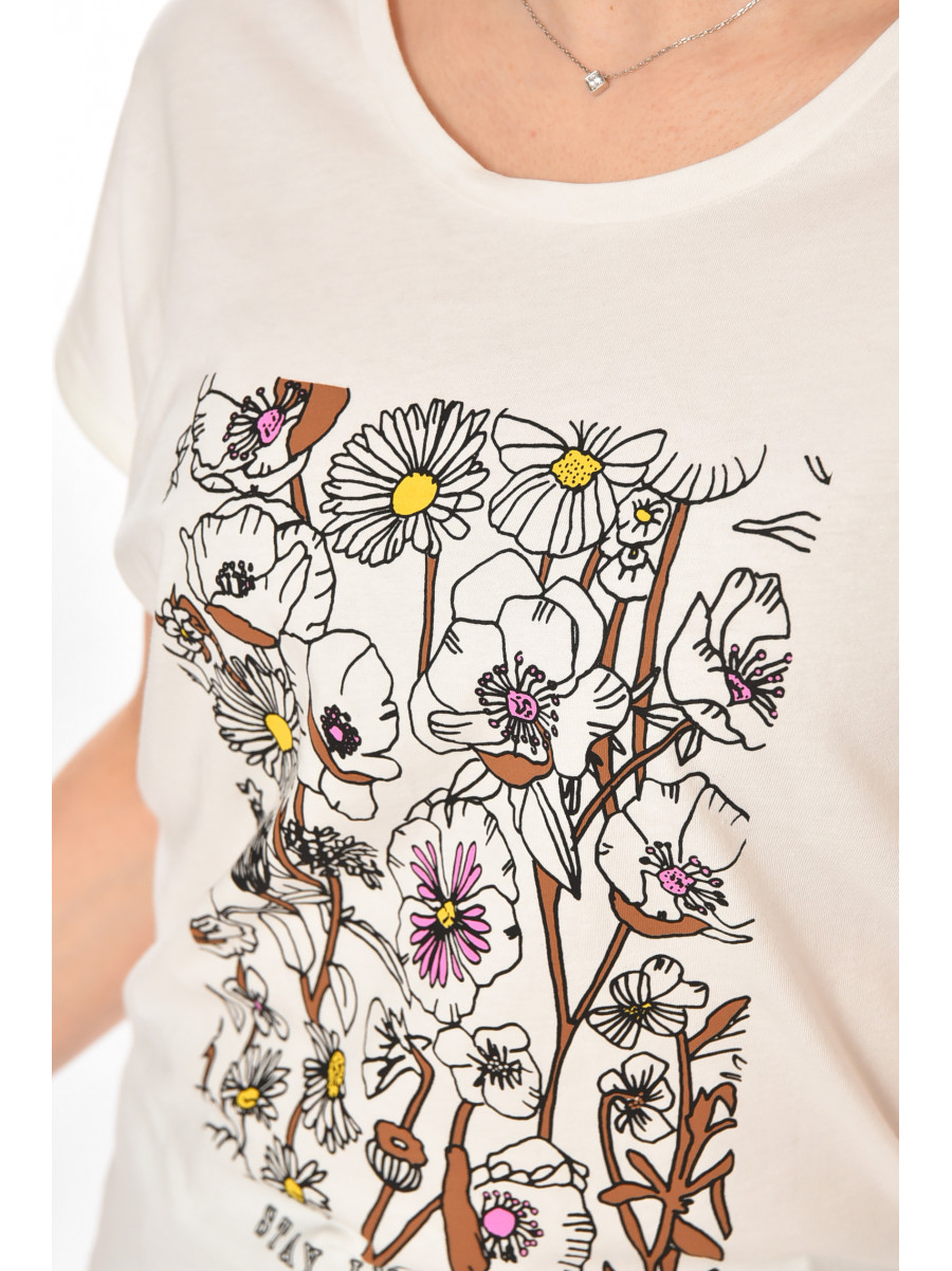 Футболка женская молочного цвета 211184C