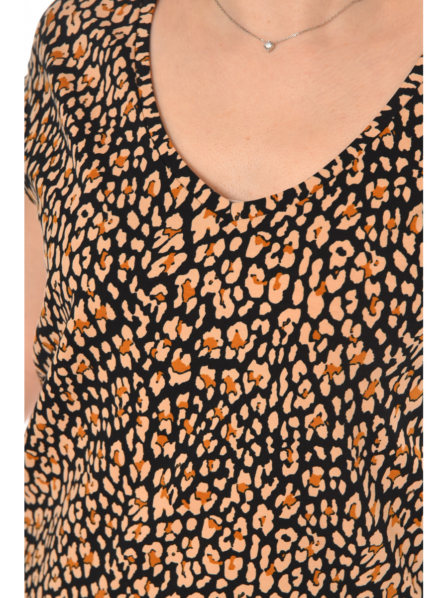 Футболка женская черного цвета с леопардовым принтом 211185C