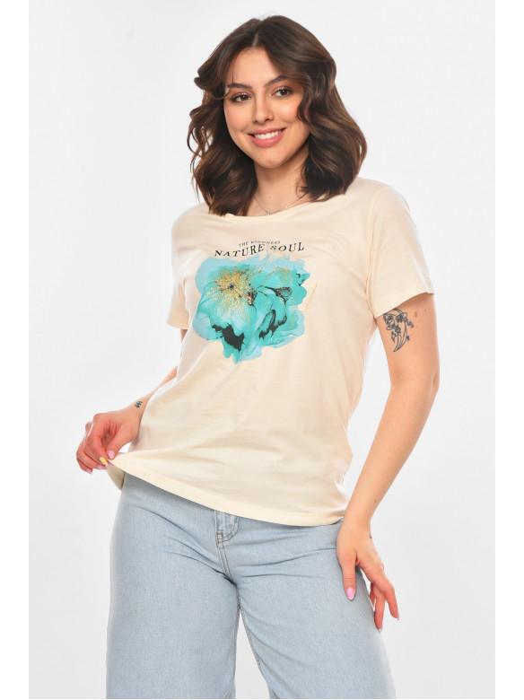 Футболка женская бежевого цвета 211186C