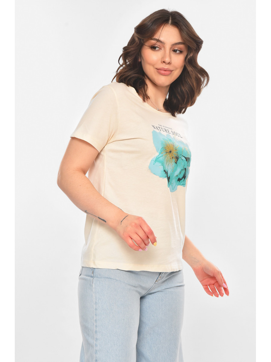 Футболка женская бежевого цвета 211186C