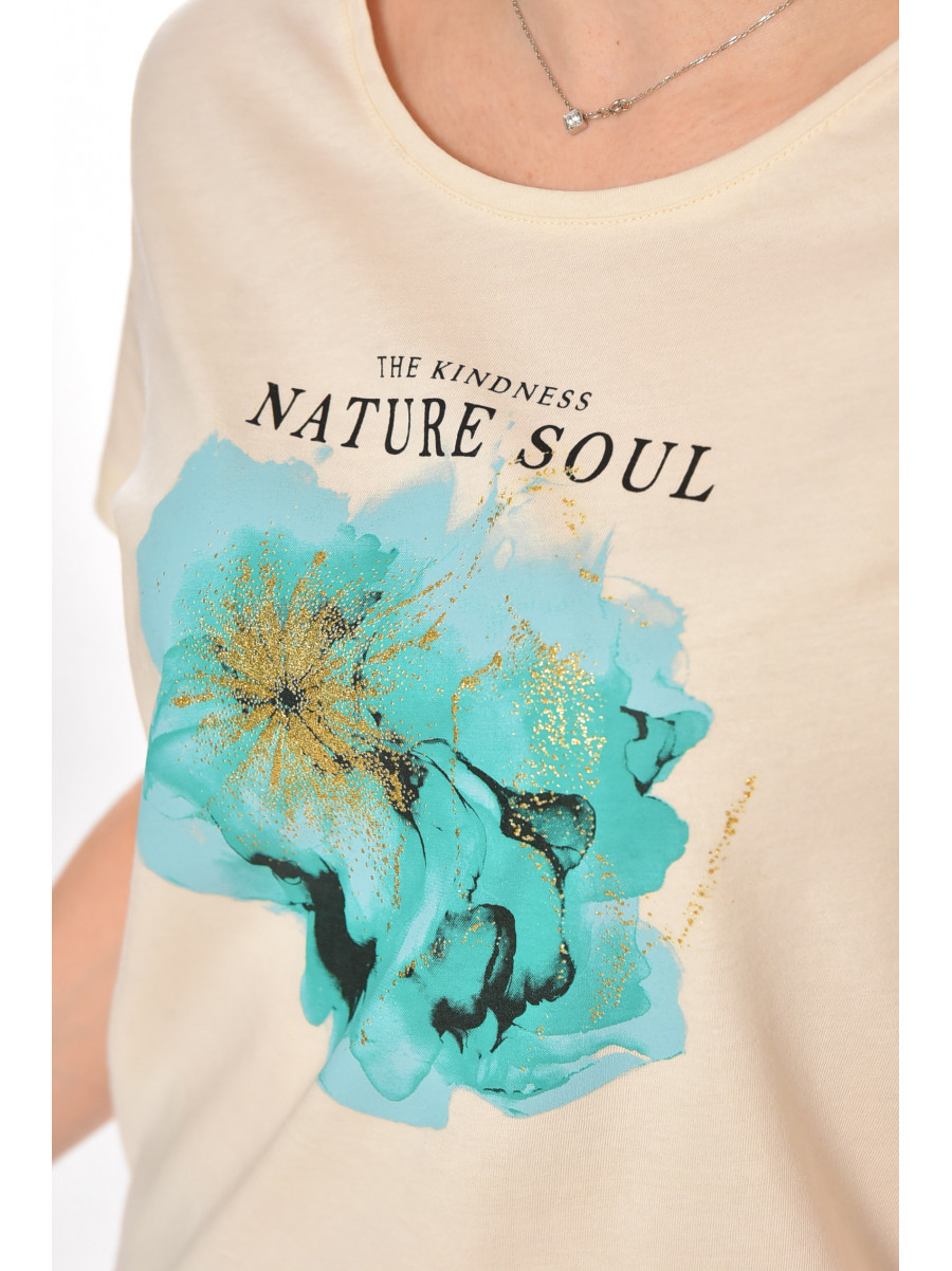 Футболка женская бежевого цвета 211186C