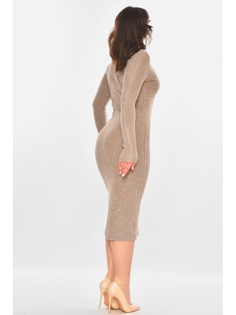 Платье женское однотонное удлиненное бежевого цвета 400236 211190C