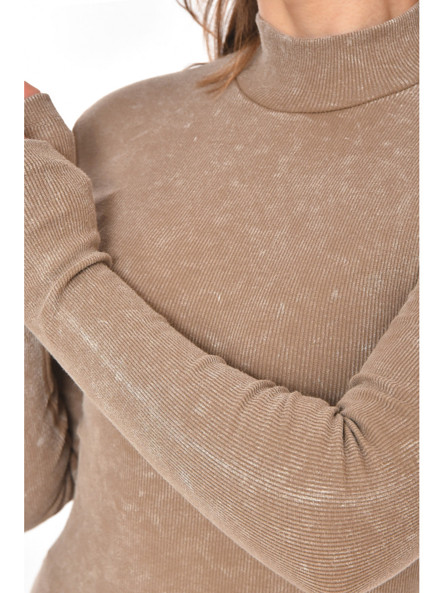 Платье женское однотонное удлиненное бежевого цвета 400236 211190C