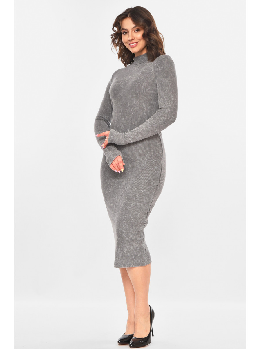 Платье женское однотонное удлиненное серого цвета 400236 211191C