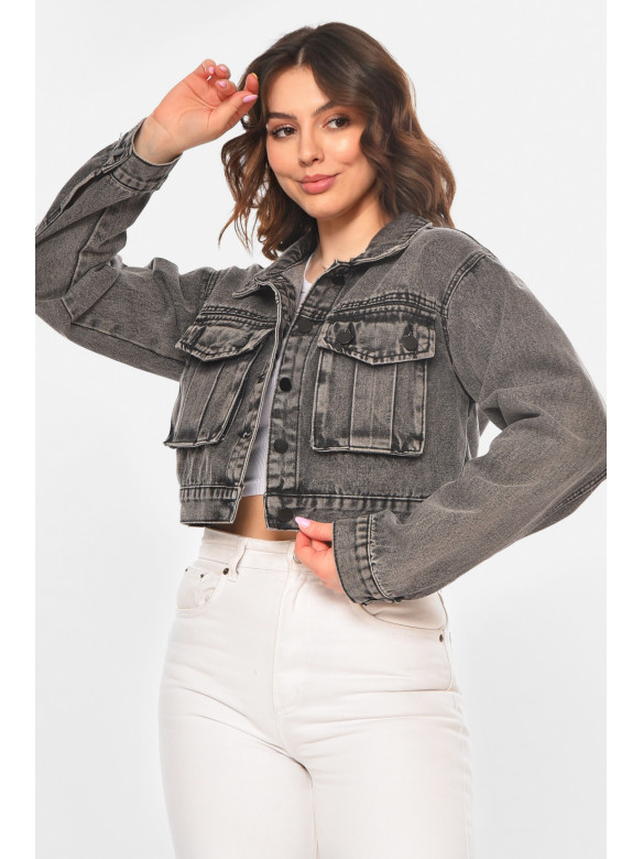 Куртка женская джинсовая серого цвета 6300-1 211194C