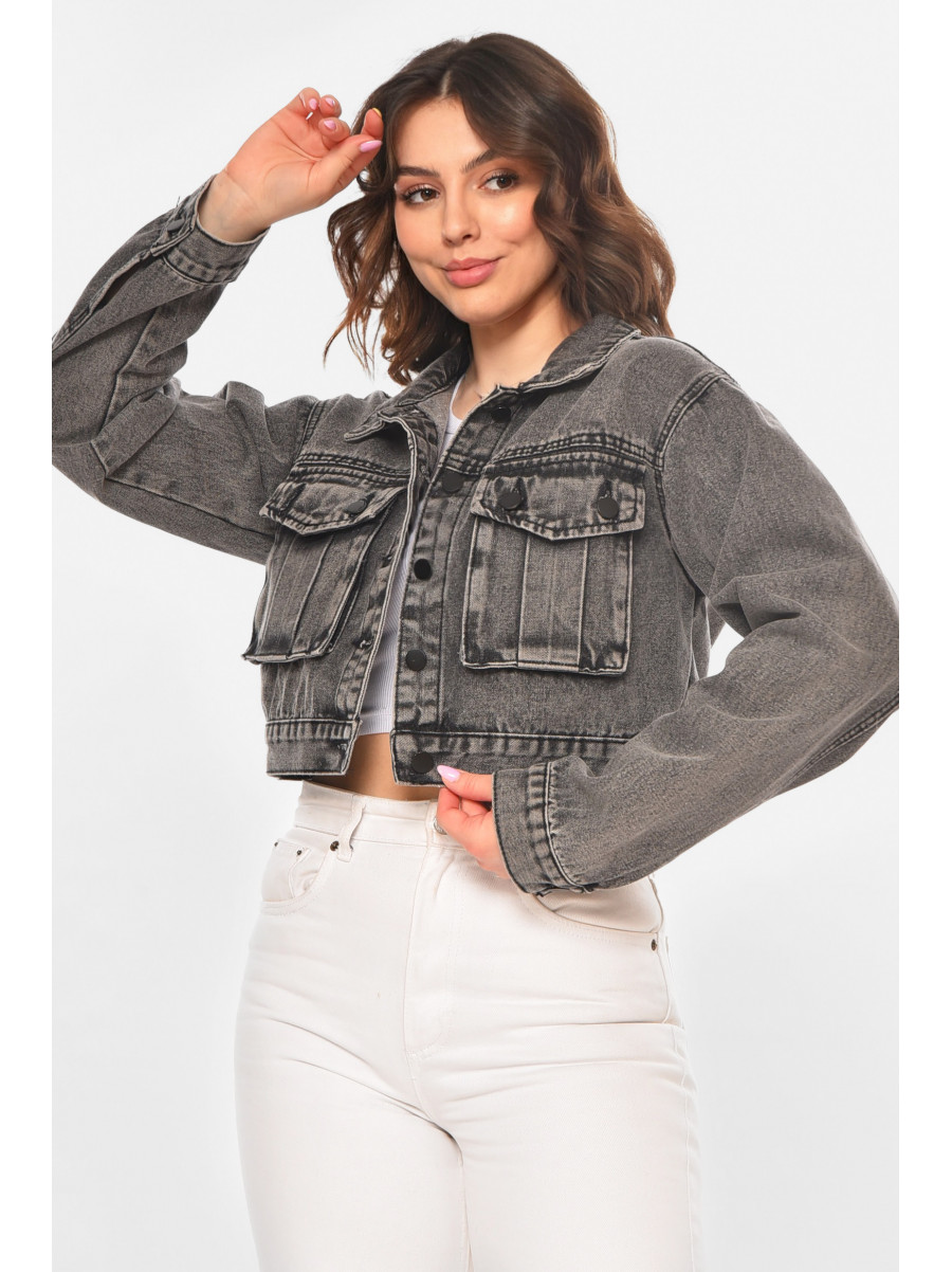 Куртка женская джинсовая серого цвета 6300-1 211194C