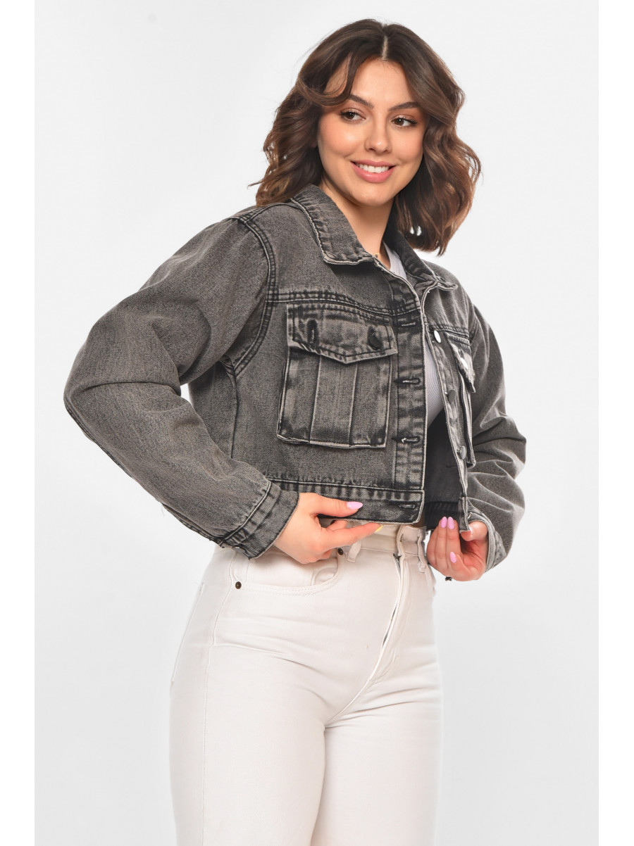 Куртка женская джинсовая серого цвета 6300-1 211194C