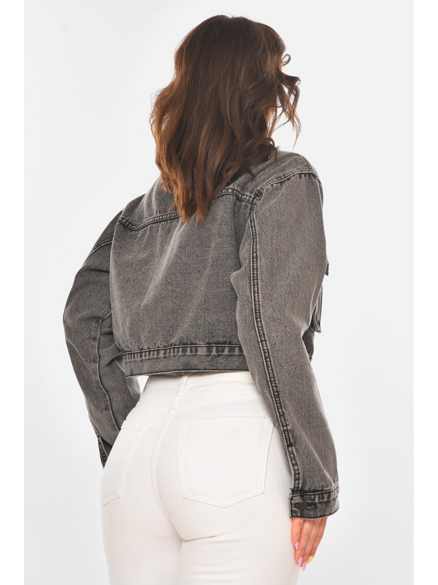 Куртка женская джинсовая серого цвета 6300-1 211194C