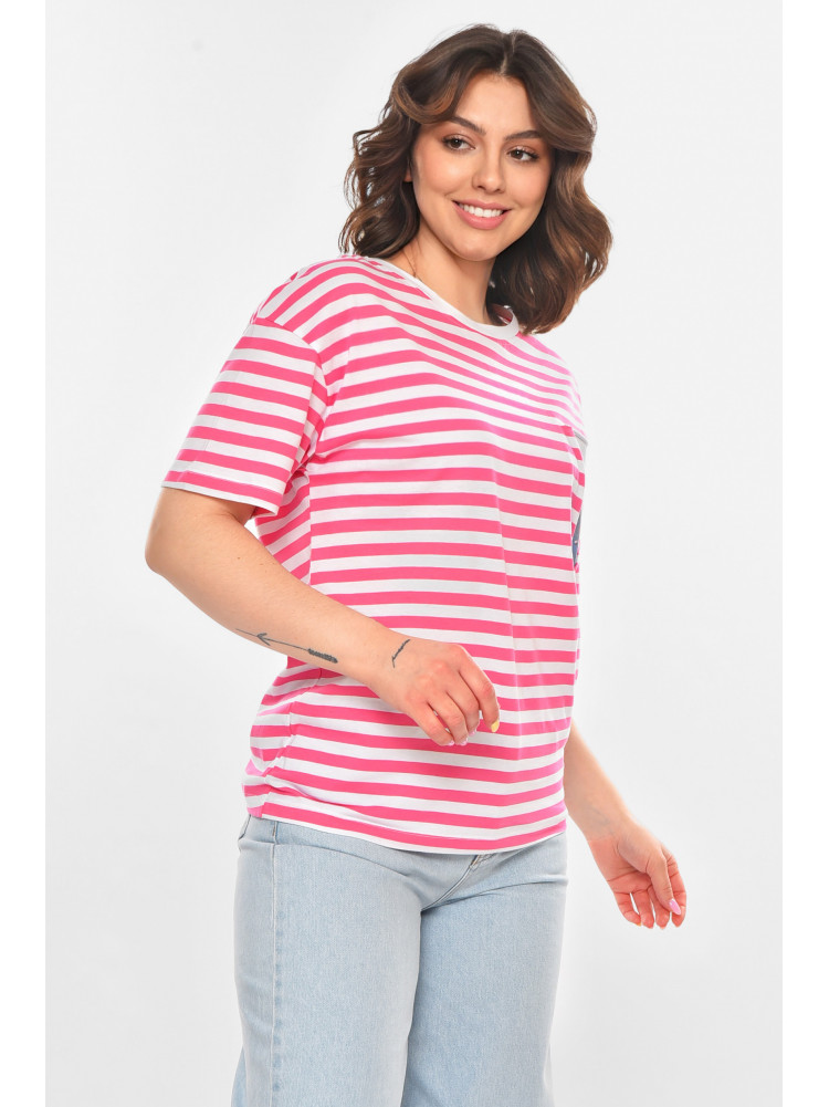 Футболка женская розового цвета в полоску 211195C