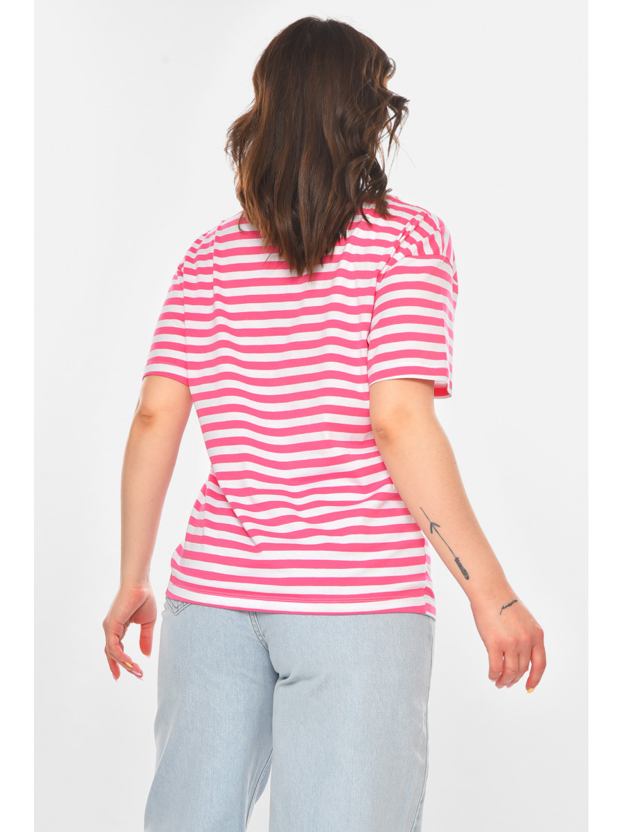 Футболка женская розового цвета в полоску 211195C