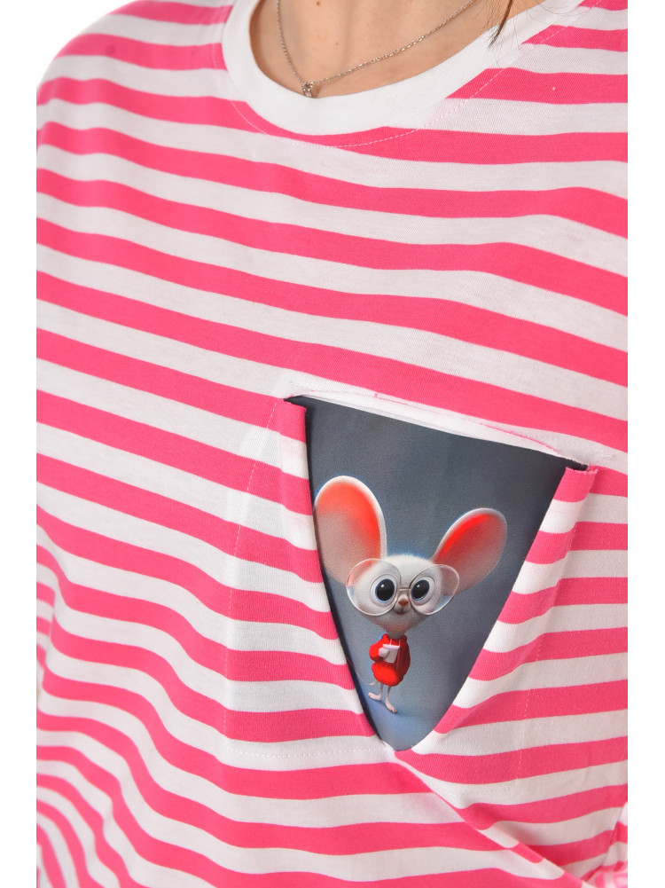 Футболка женская розового цвета в полоску 211195C