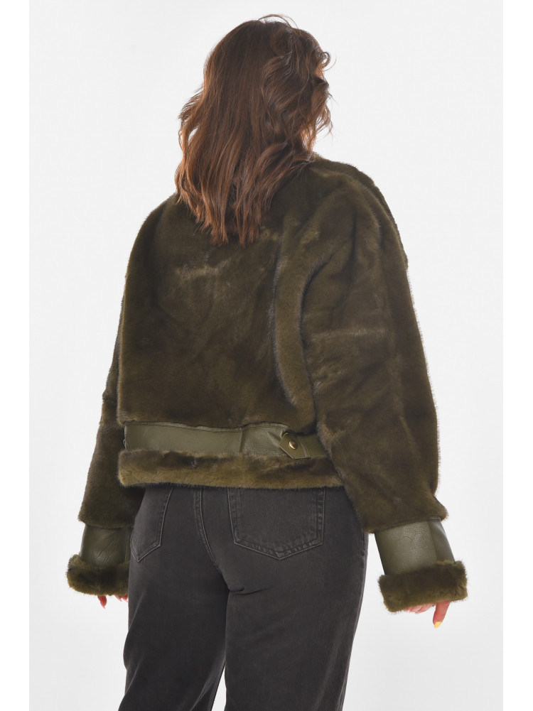 Дублёнка женская однотонная цвета хаки F2411 211197C