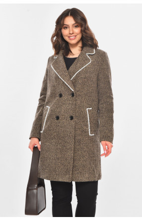 Пальто женское однотонное бежевого цвета 801 211200C