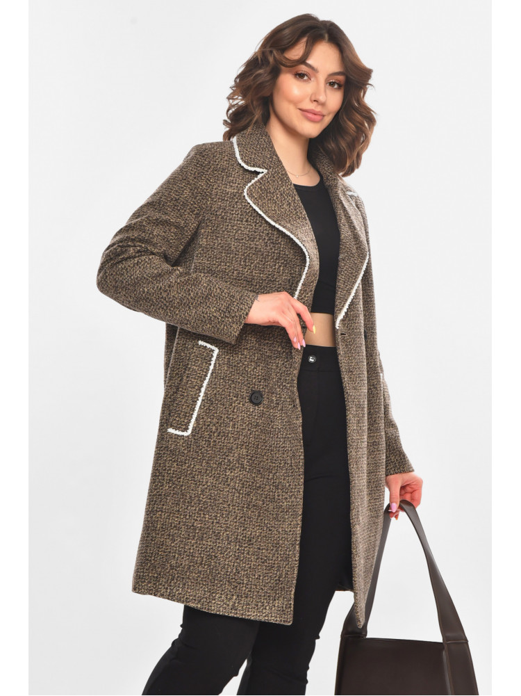 Пальто женское однотонное бежевого цвета 801 211200C