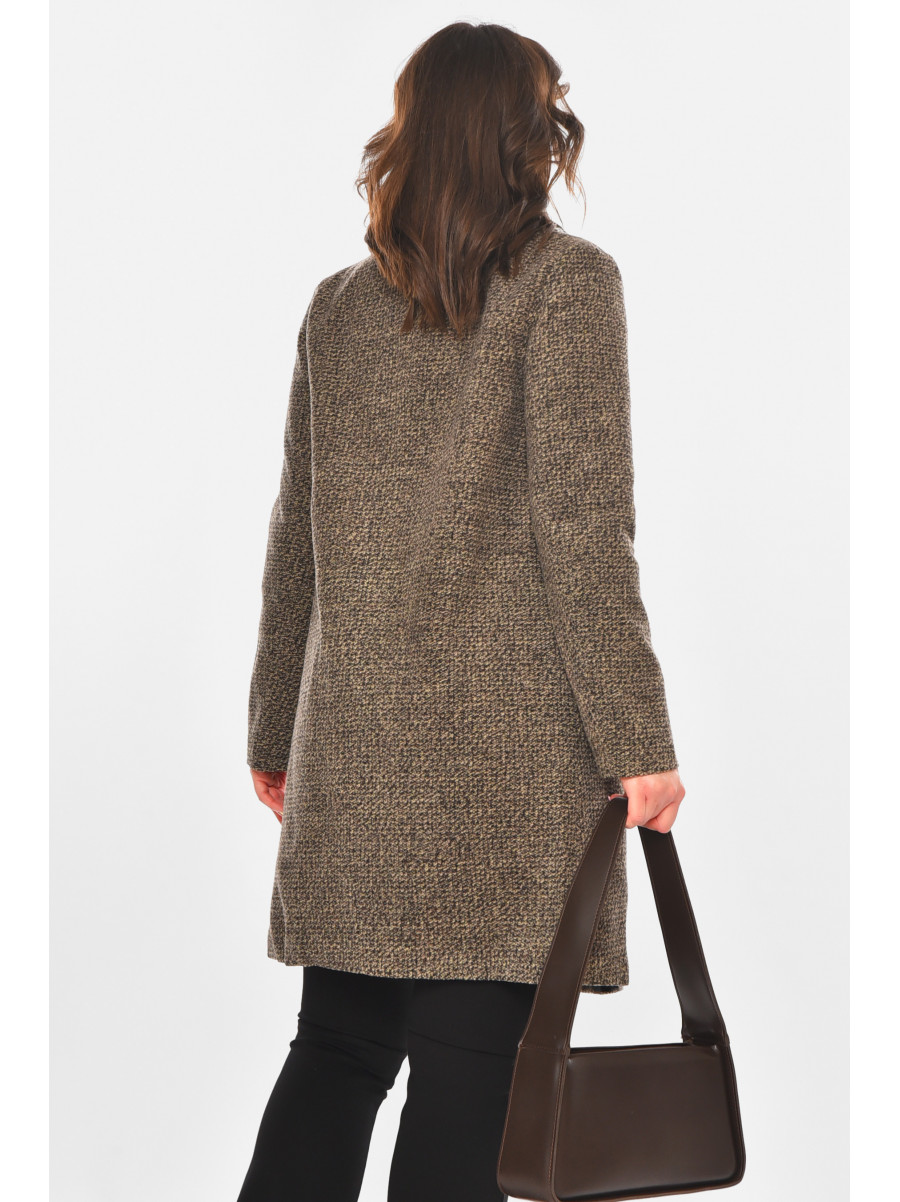 Пальто женское однотонное бежевого цвета 801 211200C