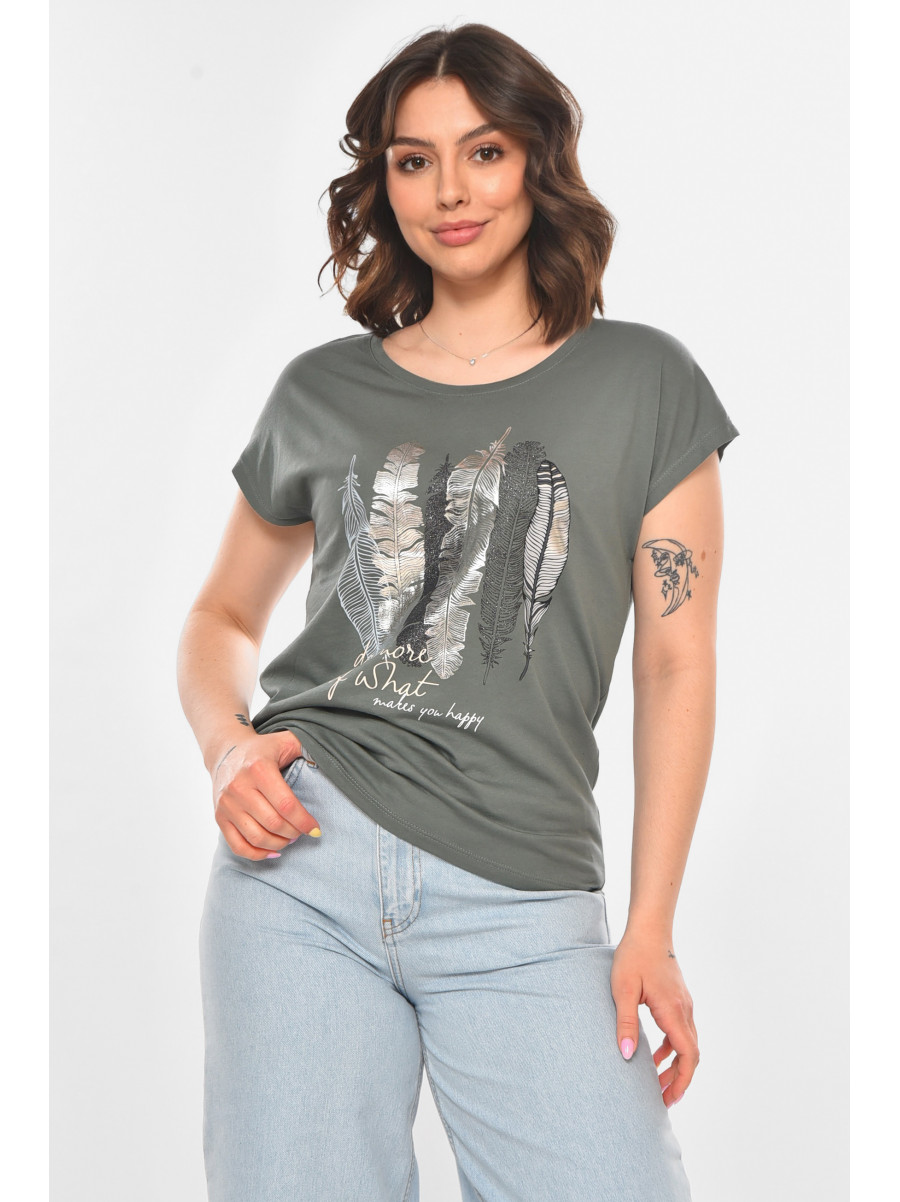 Футболка женская цвета хаки 211204C