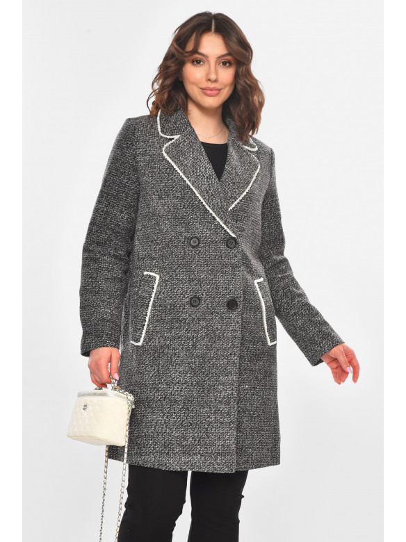 Пальто женское однотонное серого цвета 801 211205C