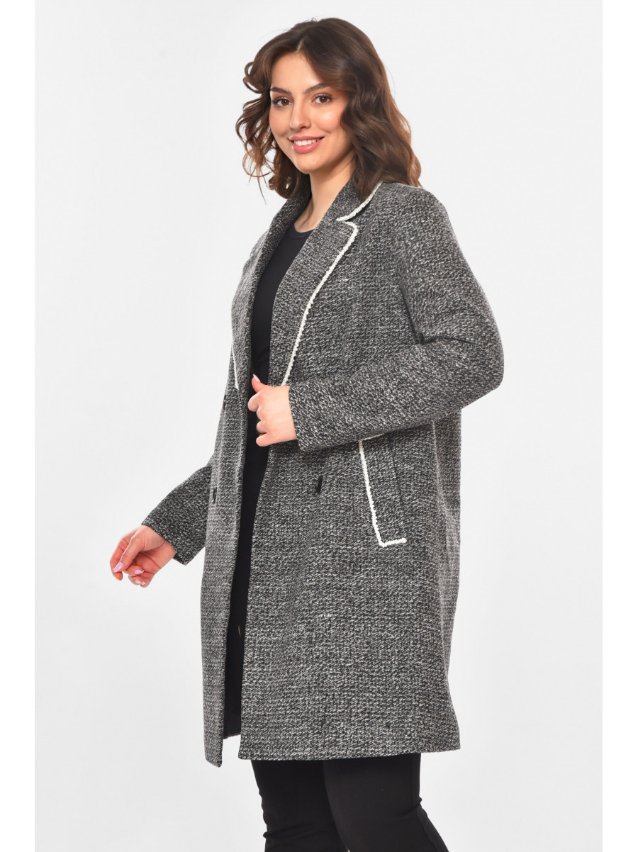 Пальто женское однотонное серого цвета 801 211205C