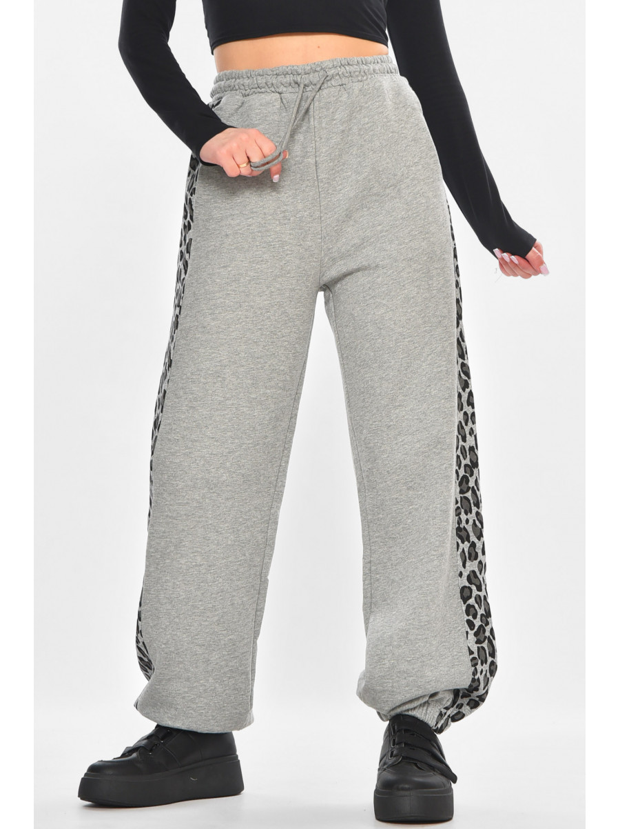 Штаны женские серого цвета со вставками 2763 211206C