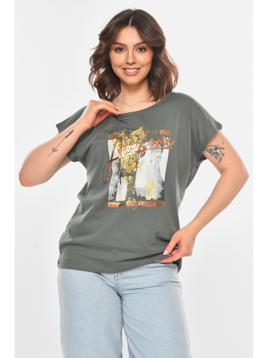 Футболка женская цвета хаки 211208C