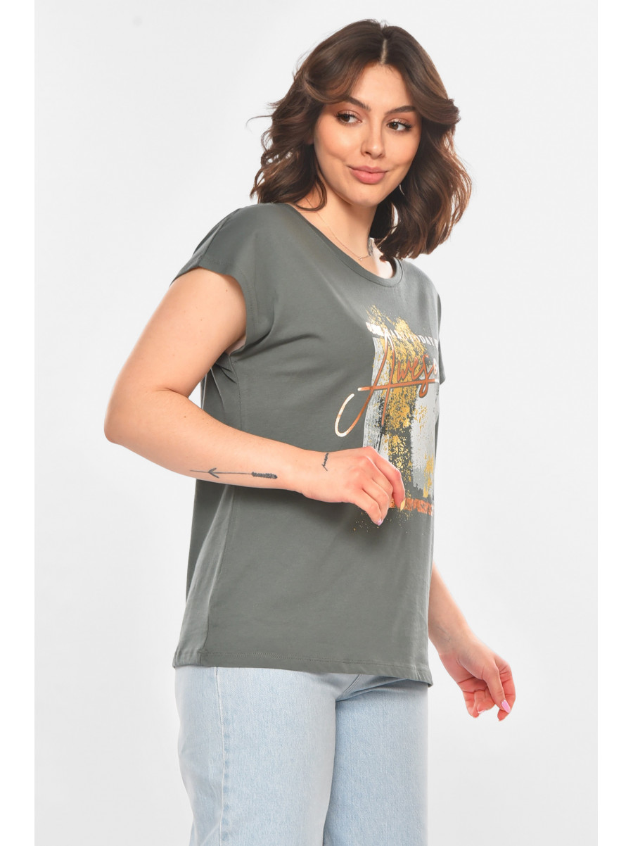 Футболка женская цвета хаки 211208C